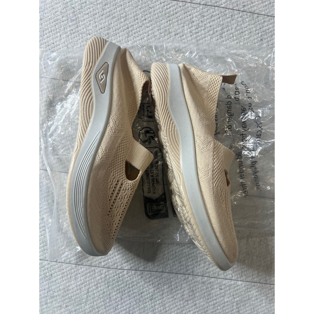 Skechers Womens Slip On Knit Walking Sneakers Beige Size 8 - Picture 7 of 11